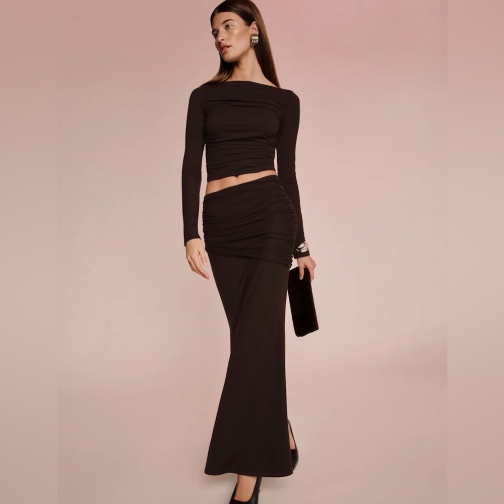 Reformation Emi Knit Two Piece- Black Currant- Size L